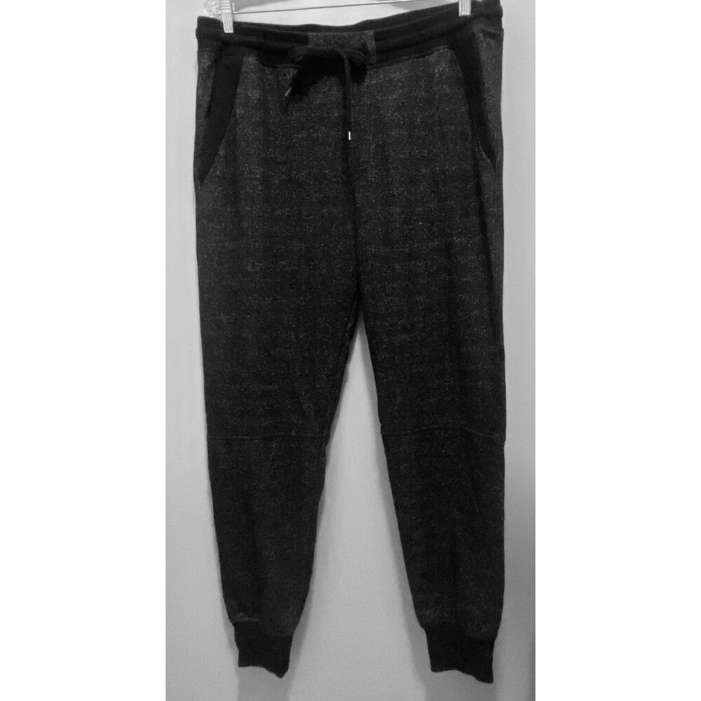 DKNY Jeans Speckled Knit Jogger Pants Women’s L Moto Seam Cuffed Charcoal